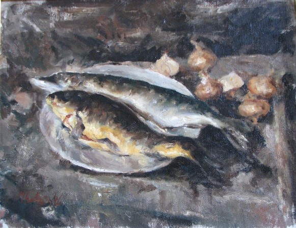 Image - Vasyl Khmeliuk: Still Life with Fish.